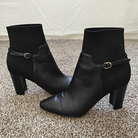 Cole Haan Grand Zeros Camille Black Leather Sock Ankle Boot 9B - Picture 1 of 8